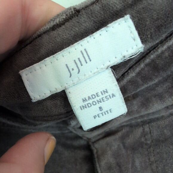 J Jill Charcoal Gray Velvet Velour Pants Jeans Stretch Taper Womens 8 Petite - Picture 3 of 12